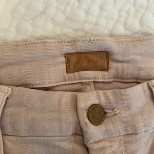 Mother blush skinny jeans with lace